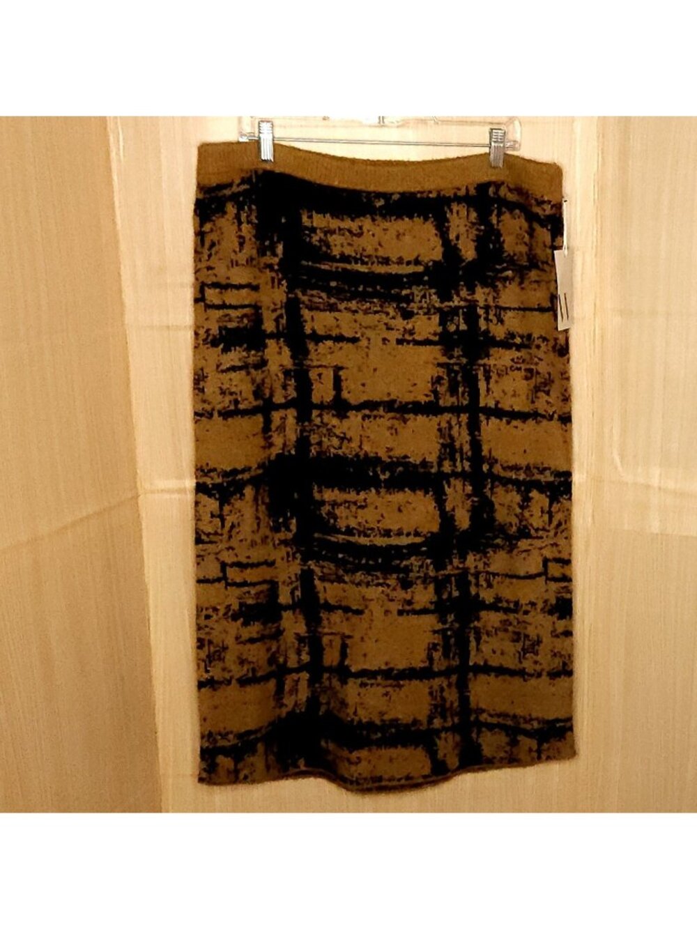 Worthington Womens Plus New Brown Black Abstract Sweater Knit Maxi Skirt 0X - Picture 2 of 6